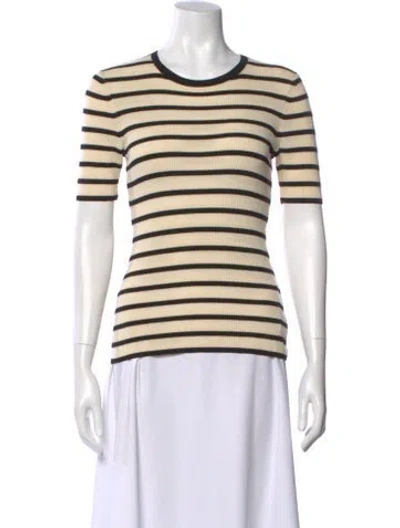 Pre-owned Theory Merino Wool Striped Sweater In Neutral