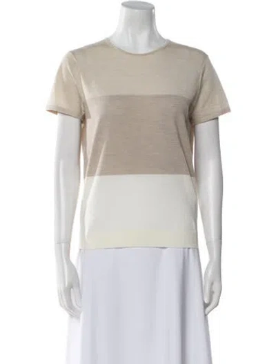 Pre-owned Theory Merino Wool Striped Sweater In Neutral