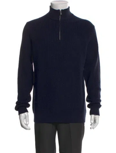 Pre-owned Theory Merino Wool Turtleneck Polo Sweater In Blue