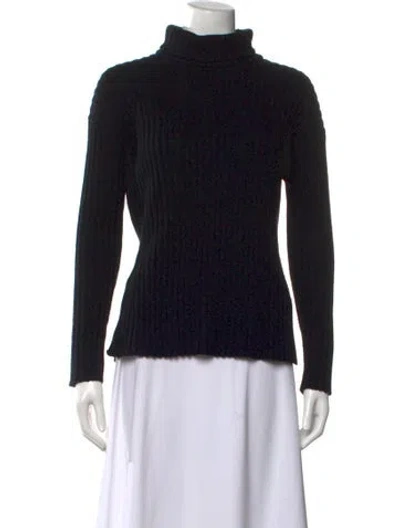 Pre-owned Theory Merino Wool Turtleneck Sweater In Black