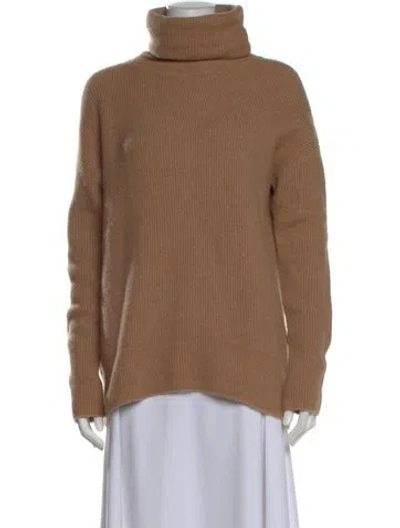 Pre-owned Theory Merino Wool Turtleneck Sweater In Brown