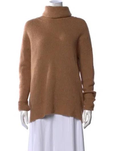 Pre-owned Theory Merino Wool Turtleneck Sweater In Brown