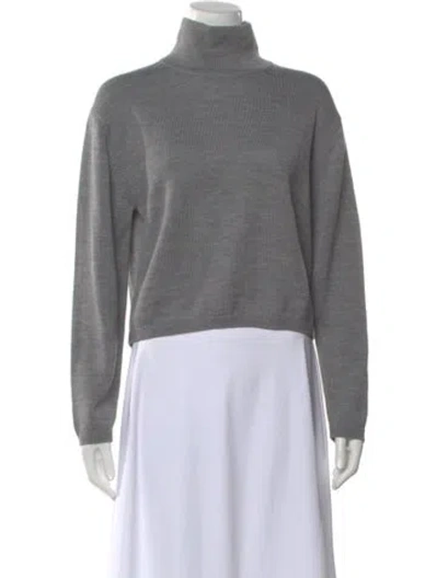 Pre-owned Theory Merino Wool Turtleneck Sweater In Gray
