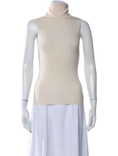 Pre-owned Theory Merino Wool Turtleneck Sweater In Neutrals