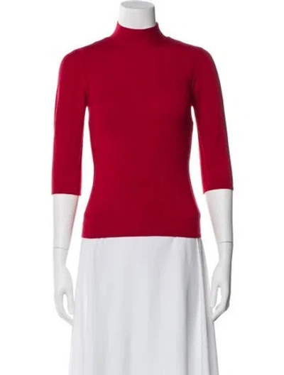 Pre-owned Theory Merino Wool Turtleneck Sweater In Red