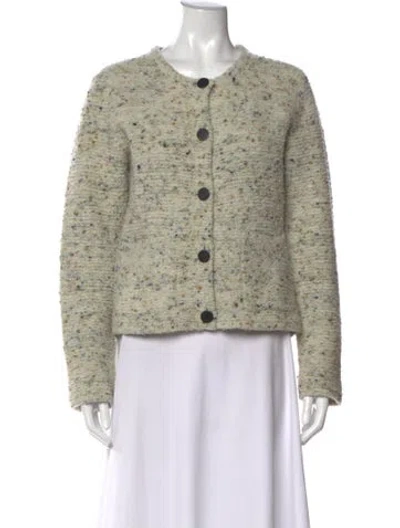 Pre-owned Theory Merino Wool Tweed Pattern Sweater In Neutral