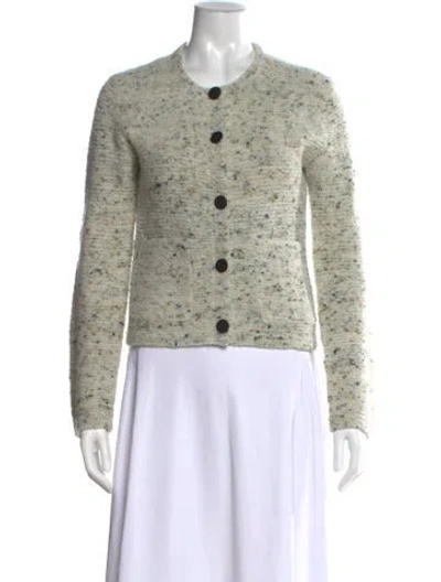Pre-owned Theory Merino Wool Tweed Pattern Sweater In Neutral