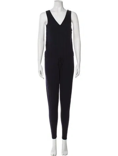 Pre-owned Theory Merino Wool V-neck Jumpsuit In Blue