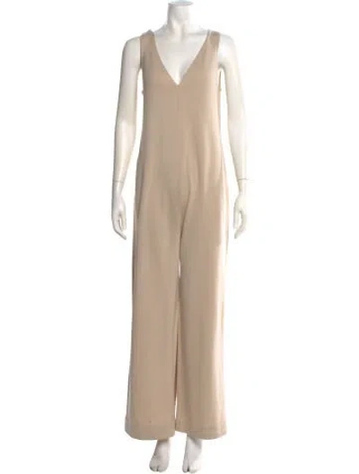 Pre-owned Theory Merino Wool V-neck Jumpsuit W/ Tags In Neutral