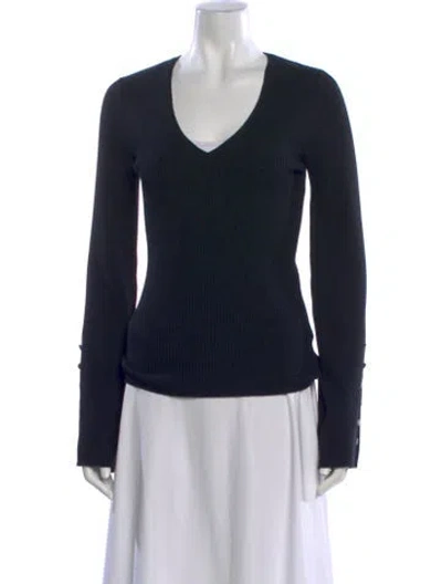 Pre-owned Theory Merino Wool V-neck Sweater In Black