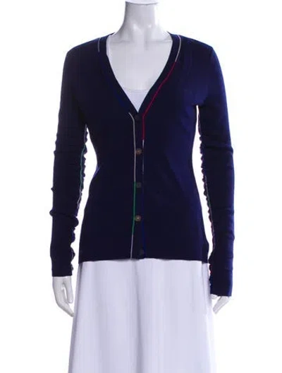Pre-owned Theory Merino Wool V-neck Sweater In Blue