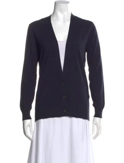 Pre-owned Theory Merino Wool V-neck Sweater In Blue