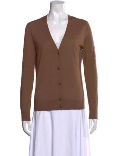 Pre-owned Theory Merino Wool V-neck Sweater In Brown