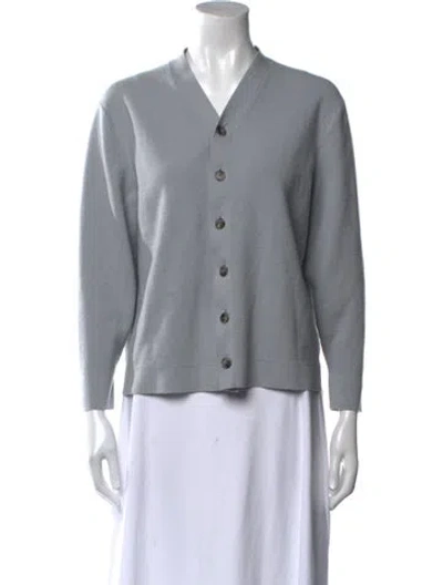 Pre-owned Theory Merino Wool V-neck Sweater In Gray