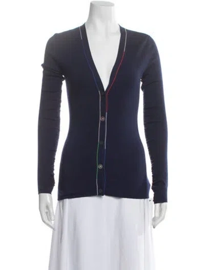 Pre-owned Theory Merino Wool V-neck Sweater In Green