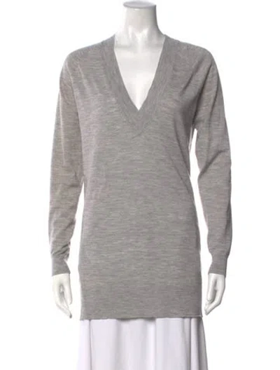 Pre-owned Theory Merino Wool V-neck Sweater In Grey