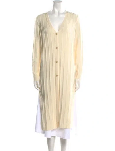 Pre-owned Theory Merino Wool V-neck Sweater In Neutral