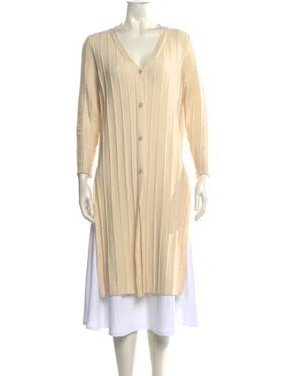 Pre-owned Theory Merino Wool V-neck Sweater In Neutral
