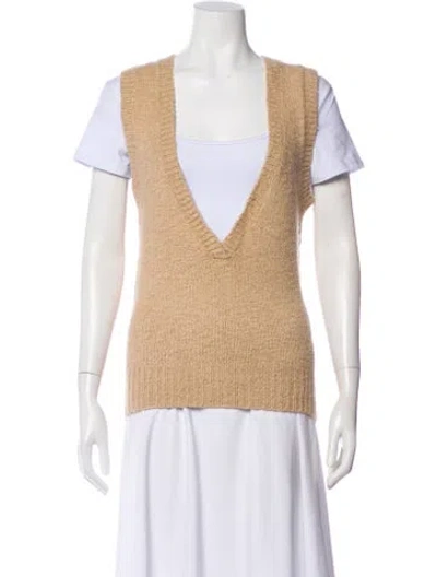 Pre-owned Theory Merino Wool V-neck Sweater In Neutral