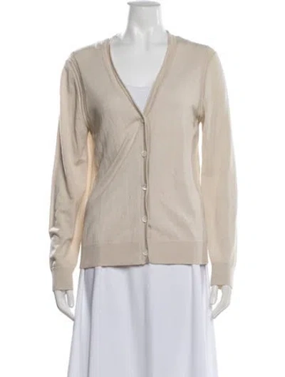 Pre-owned Theory Merino Wool V-neck Sweater In Neutral