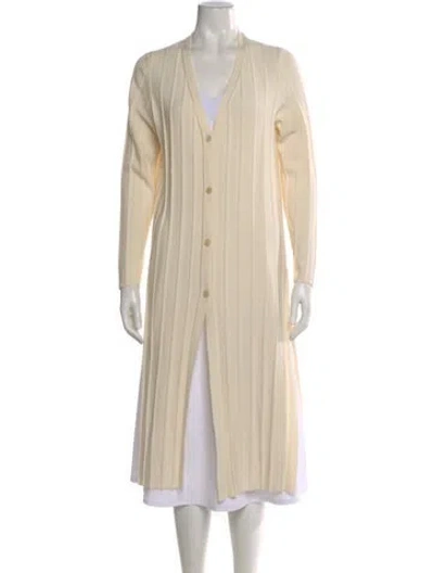 Pre-owned Theory Merino Wool V-neck Sweater In Neutral