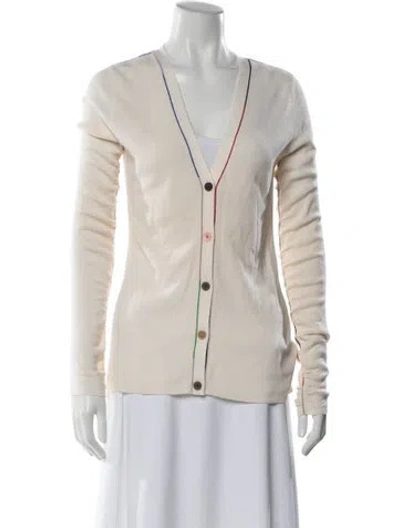 Pre-owned Theory Merino Wool V-neck Sweater In Neutral