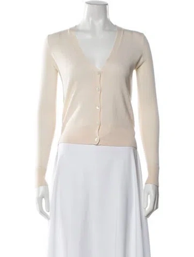 Pre-owned Theory Merino Wool V-neck Sweater In Neutral