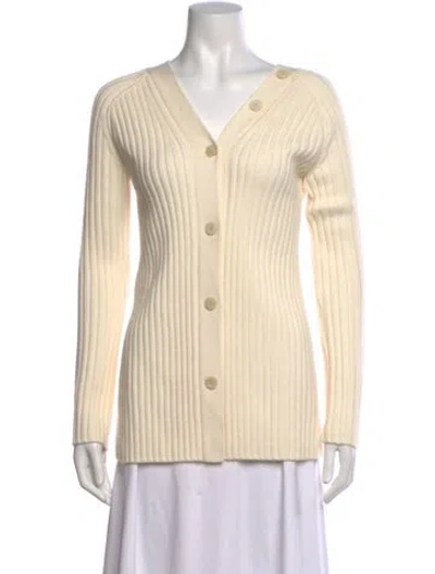 Pre-owned Theory Merino Wool V-neck Sweater In Neutrals