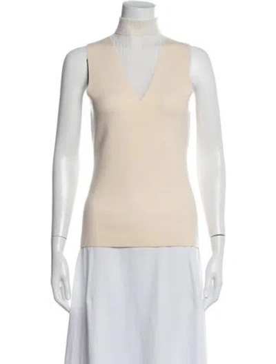 Pre-owned Theory Merino Wool V-neck Sweater In Neutrals