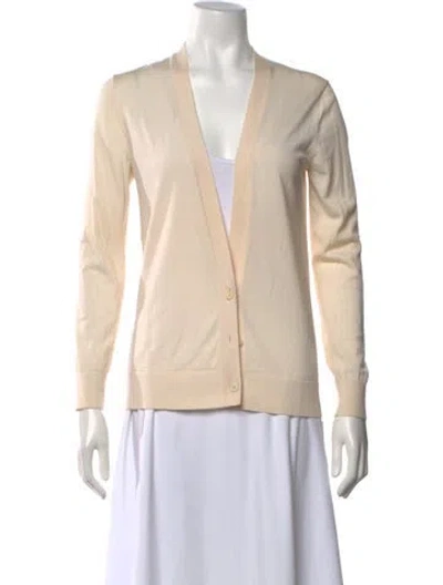 Pre-owned Theory Merino Wool V-neck Sweater In Neutrals