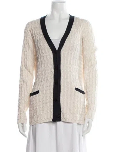 Pre-owned Theory Merino Wool V-neck Sweater In Neutrals