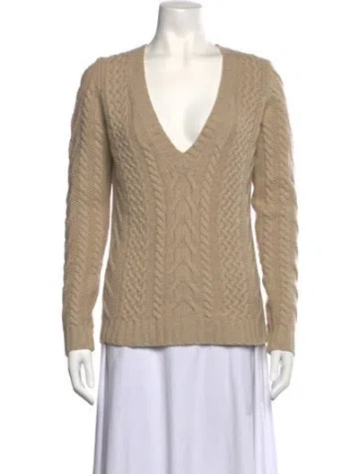 Pre-owned Theory Merino Wool V-neck Sweater In Neutrals