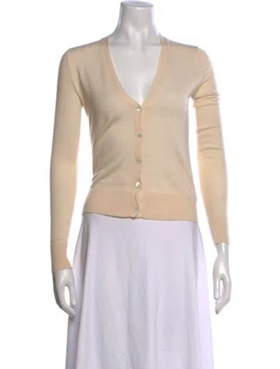 Pre-owned Theory Merino Wool V-neck Sweater In Neutrals