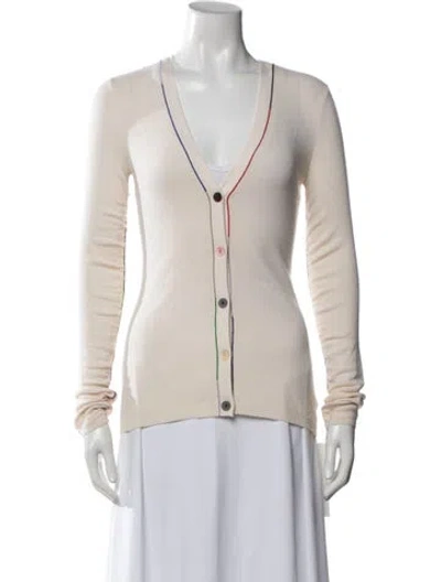 Pre-owned Theory Merino Wool V-neck Sweater In Neutrals