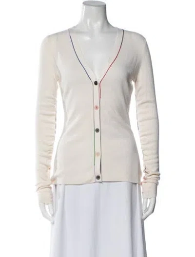 Pre-owned Theory Merino Wool V-neck Sweater In Neutrals