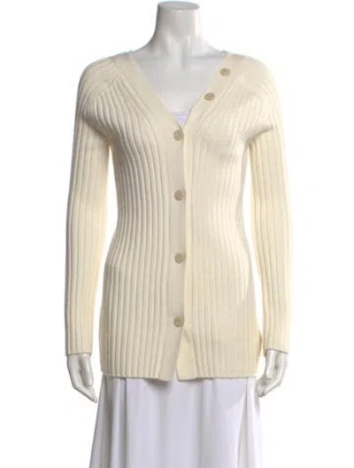 Pre-owned Theory Merino Wool V-neck Sweater W/ Tags In White