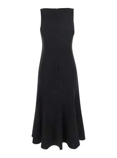 Theory Mermaid Black Sleeveless Dress With Round Neck In Tech Fabric Woman