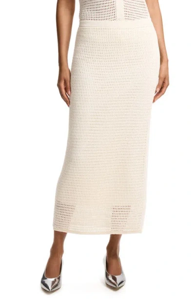 Theory Mesh Knit Midi Skirt In Bone