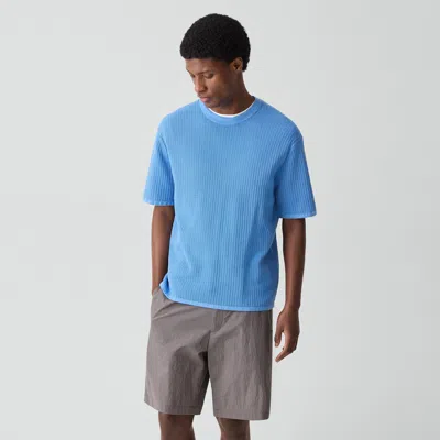 Theory Mesh Tee In Cotton In Blue