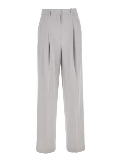 THEORY METALLIC PANTS WITH HIGH WAIST AND FRONT PENCES IN TECH FABRIC WOMAN