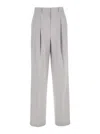 Theory Metallic Pants With High Waist And Front Pences In Grey