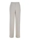 Theory Metallic Pants With Rear Elastic Waist And Wide Leg In Silk Woman In Gray