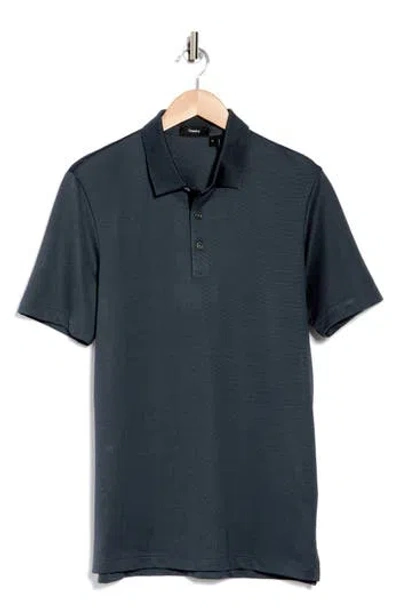 Theory Micro Jacquard Polo In Dark Slate/black