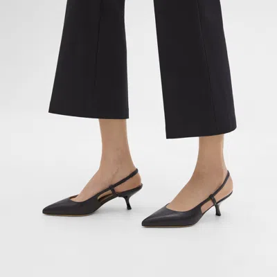 Theory Micro Slingback Pump In Leather In Black