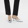 Theory Micro Slingback Pump In Metallic Leather In Silver