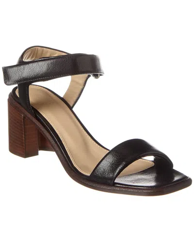Theory Mid Ankle Strap Leather Sandal In Black