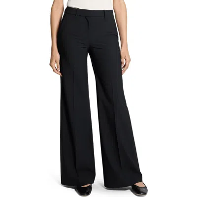 Theory Mid Rise Stretch Wool Flare Pants In Black