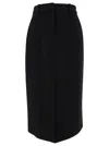 THEORY MIDI BLACK STRAIGHT SKIRT WITH FRONT SPLIT IN TRIACETATE BLEND WOMAN