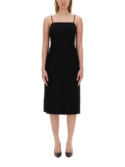 Theory Square-neck Sleeveless A-line Midi Dress In Black