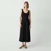 Theory Midi Dress In Textured Cotton-blend In Black